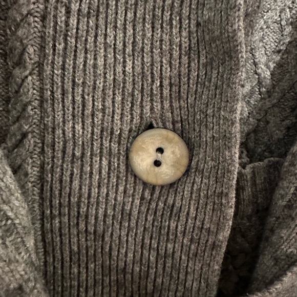 Eddie Bauer Gray Sweater Coat Cardigan Wool Cotton Blend Size Large Grandpa Cozy - Picture 8 of 9
